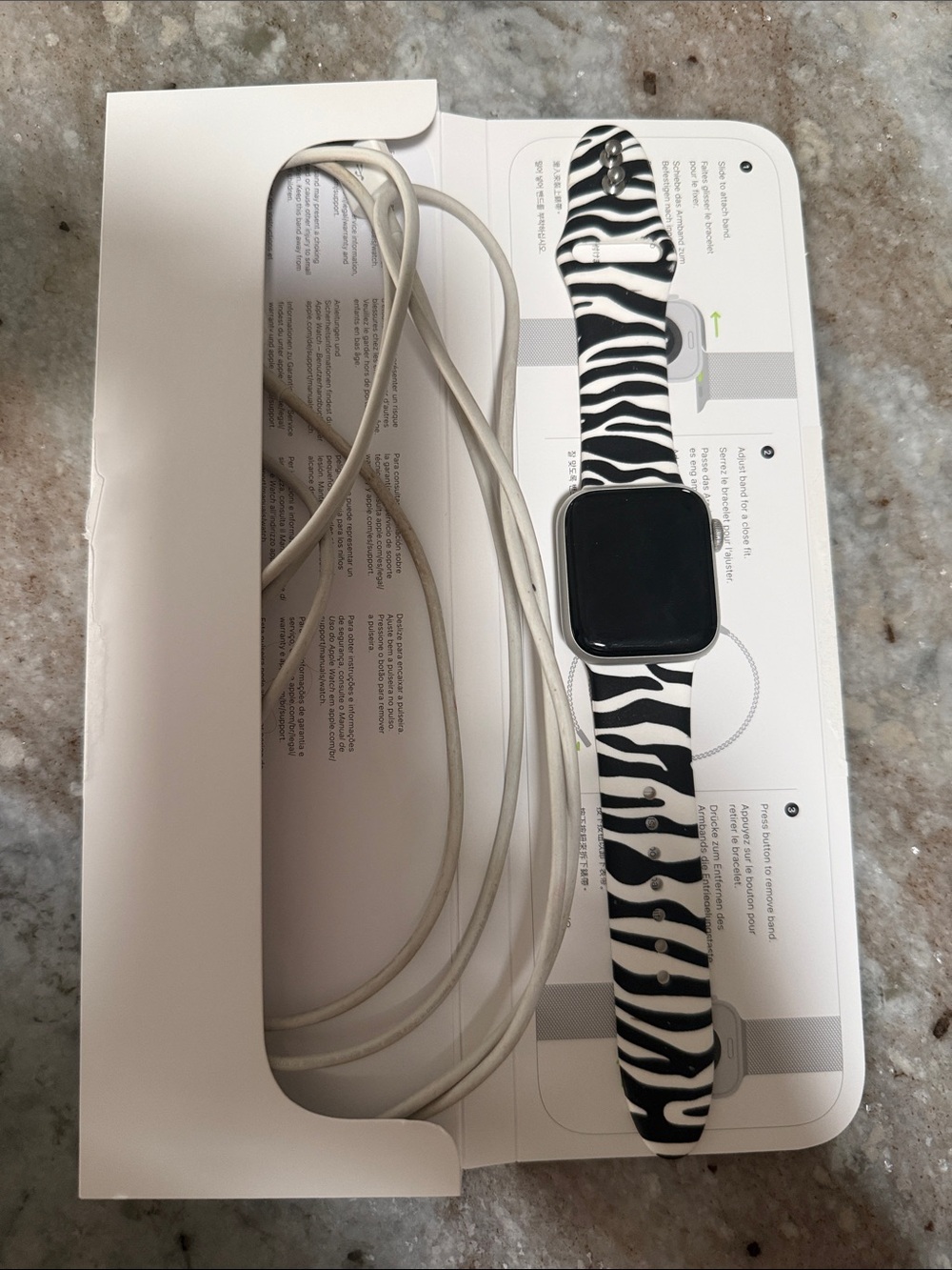 Apple Smartwatch with Black and White Zebra Silicone Band